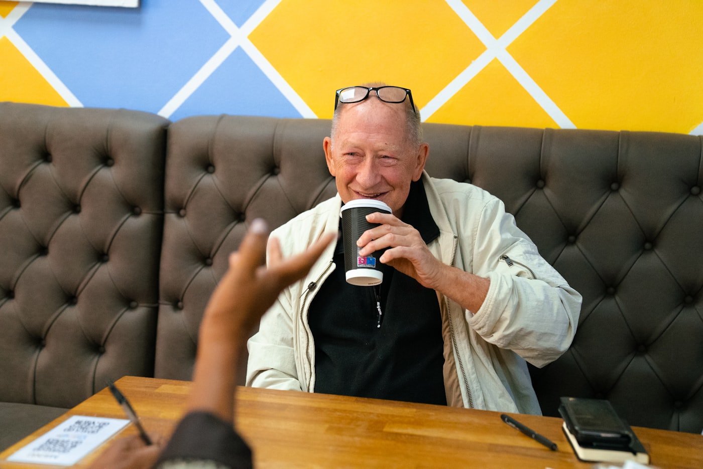Out for coffee, mid-conversation